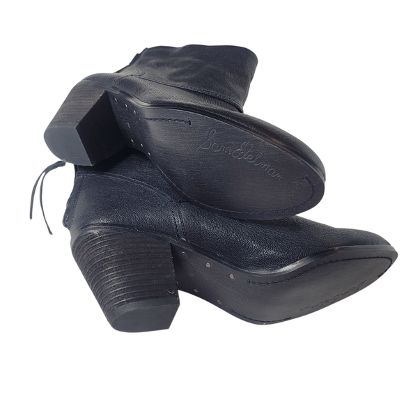 Sam Edelman Black Larkin Ankle Leather Boots Size  10 - Picture 2 of 6